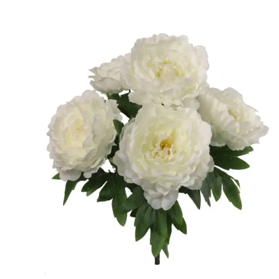 2PC 20" Peony Bush w/ 5 Silk Blooms &ndash; Elegant Spring Floral Decor {1}