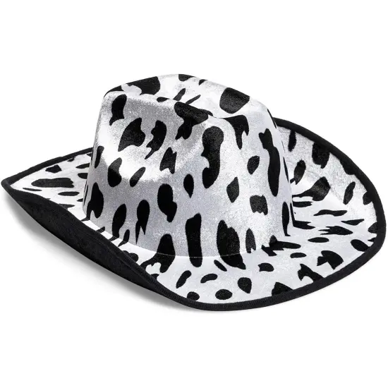 Cow Print Cowboy Hat for Men, Women, Western Cowgirl Hat for Halloween Costume, Birthday Party (Unisex, Adult Size, Black) {1}