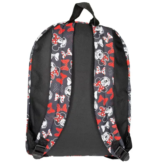 Minnie Mouse & Bows All Over Print Black and Red 16" Backpack with Front Pocket {5}