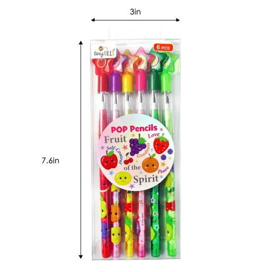 Fruit of the Spirit Stackable Multi Point Pencils - Set of 6 {3}