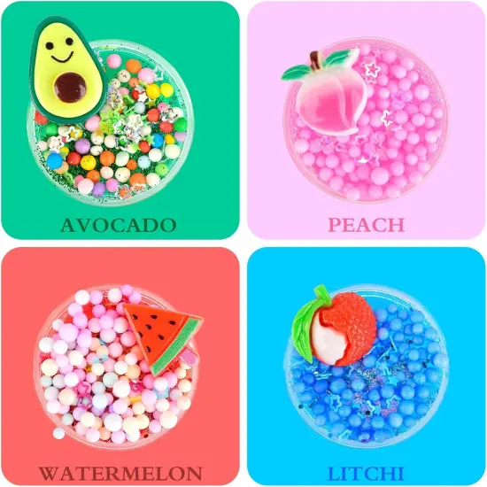 Fruit Slime Kit for Girls, Slime Gift for Ages 6+ Kids Fun Slime Making Kit Awesome Craft Toy Birthday Present Ideas, Christmas Party Favors, Peach Charms, Fruit Scented DIY Slime Supplies. {4}