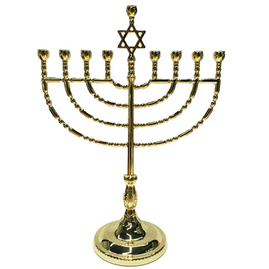 Aristocratic Metal Star of David Menorah By Kinor Decor Gold {2}