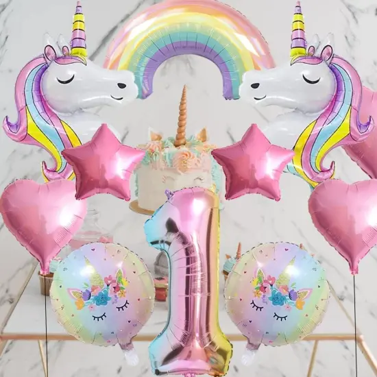 Unicorn Balloons Unicorn Birthday Party Decorations for Girls Foil Balloons Set Macaron and Rainbow Balloon Wedding Baby Shower Party Supplie (number 1) {2}
