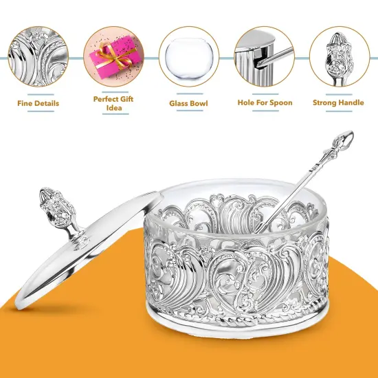 Silver Designed Honey Dish {2}