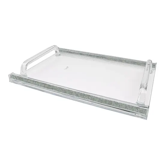 Crystal Glass Tray with Inner Gemstones Gold/Silver {1}