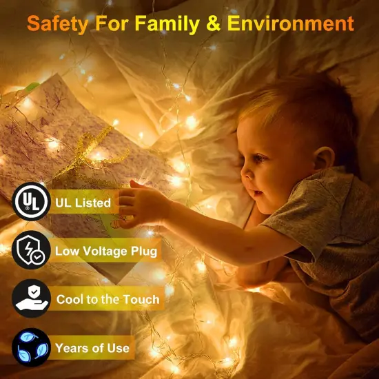 2 Pack Total 200FT 600 LED Christmas String Lights, Warm White Fairy Tree Lights Connectable {4}