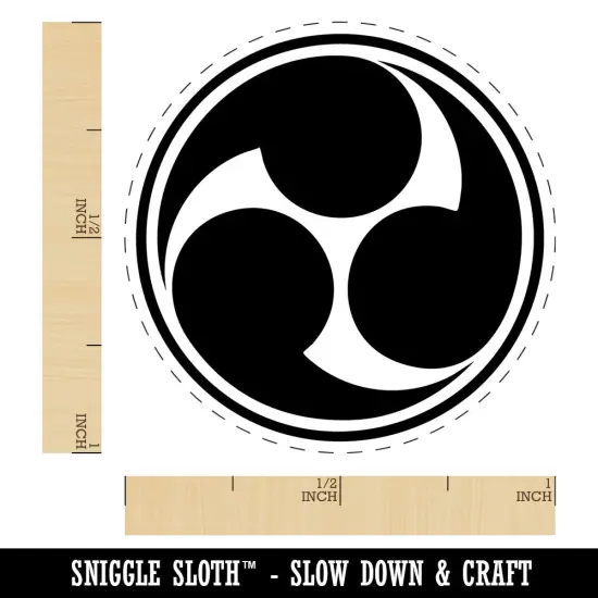 Mitsu Tomoe Japanese Shinto God Symbol Samurai Charm Self-Inking Rubber Stamp Green {1}