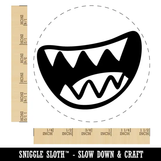 Big Cartoon Smile Sharp Shark Teeth Self-Inking Rubber Stamp Crafting Planners Red {1}