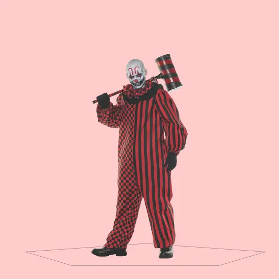 Freak Show Adult Costume Scary Clown Jumpsuit Red and Black {2}