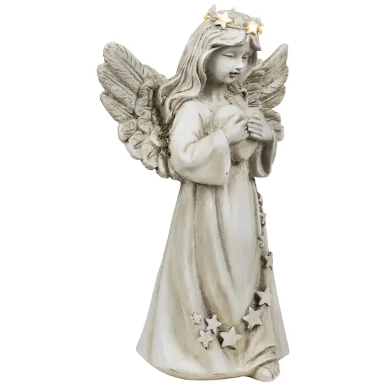 Northlight LED Lighted Angel Holding Heart Statue - 11.75" Beige {5}