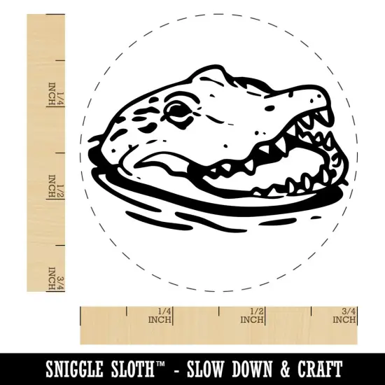 Sneaky Alligator Head Sticking Out Water Swamp Self-Inking Rubber Stamp Crafting Green {1}