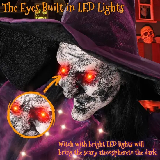 Hanging Witch Decoration with Light-up Eyes - 95CM {2}