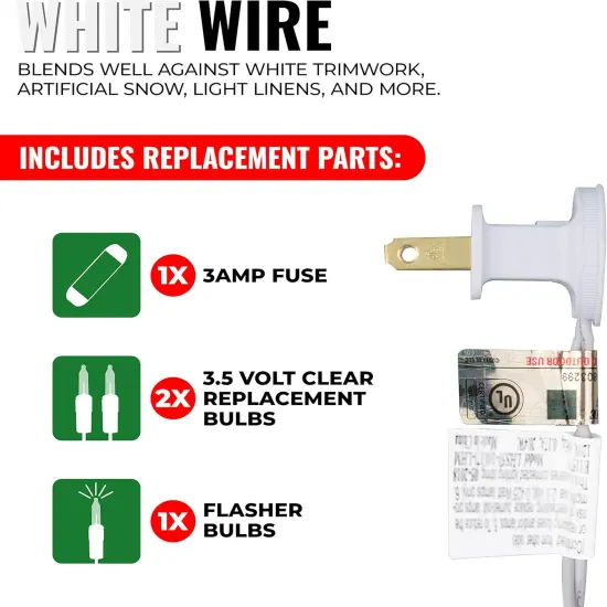 Clear 35 Count Christmas String Lights on White Wire Cord {4}