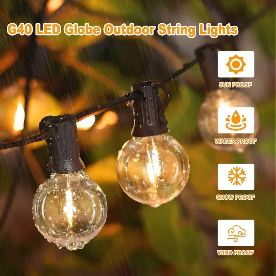 100ft 2-Pack Outdoor G40 LED Globe Christmas String Lights Dimmable Waterproof {4}