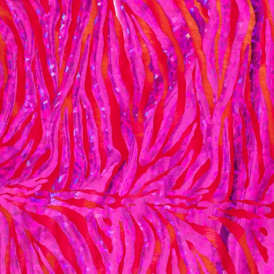 1 Yard Disco Big Zebra Hologram Spandex Fabric for Costumes Swimwear Dancewear Hot Pink Fuchsia {1}