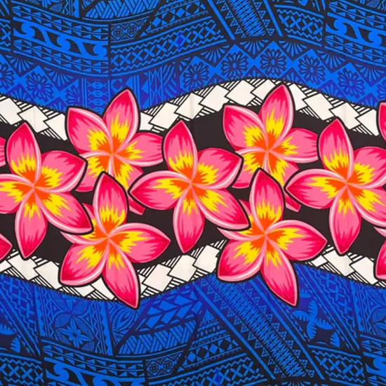 Plumeria Zig Zag Middle Border Polyester Sarong 70" L x 44 1/2" W Pink {2}