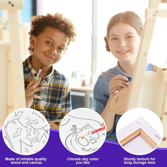 6 Pack Halloween Pre Drawn Canvas - 8x10 Inches {3}