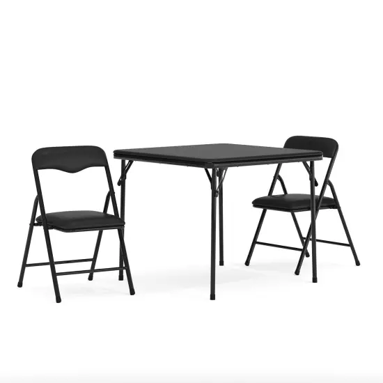 Emma and Oliver Kids 3 Piece Folding Table and Chair Set - Kids Activity Table Set {11}