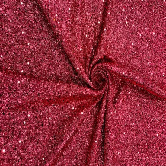 1 Yard Metallic Lame Confetti Sequins Spandex Fabric Stretchy Polyester 58-60 inches width Red {2}