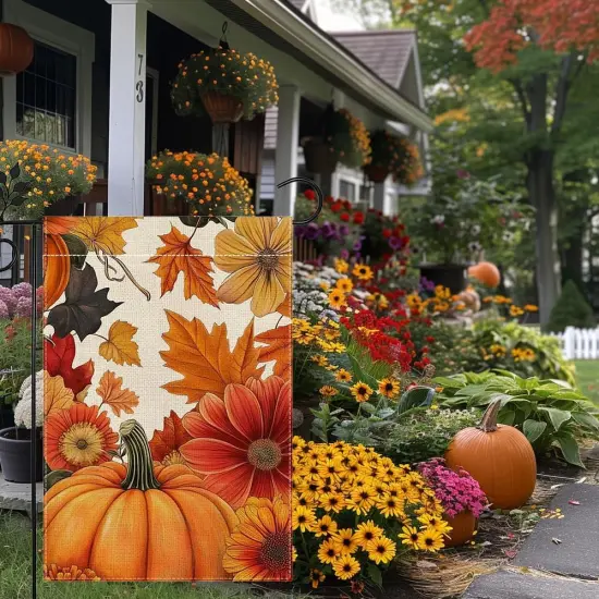 12x18 Inch - Fall Pumpkin Garden Yard Flag(Yellow) {3}
