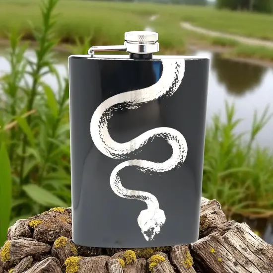 8oz Snake Black Flask {2}