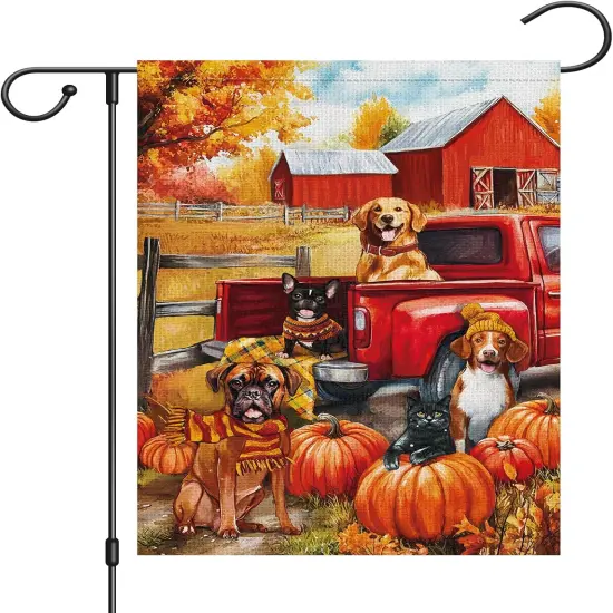 Dog Fall Garden Yard Flag 12x18 Inch(Multicolor) {5}