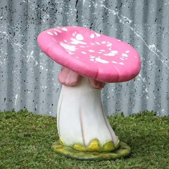 Pink Single Mushroom Stool Over Sized Statue {4}