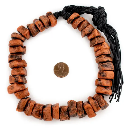 The Bead Chest Moroccan Square Coral Amber Resin Beads 16mm Morocco African Orange Disk Large Hole 20 Inch Strand Handmade {2}