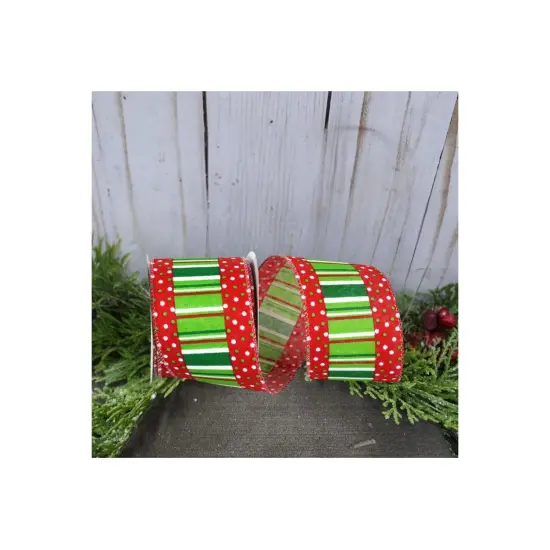 2.5" Festive Dots Ribbon: Red/Green (10 Yards) {2}