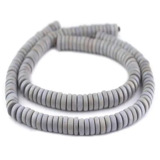The Bead Chest Light Grey Disk Natural Wood Beads (5x12mm): Organic Eco-Friendly Wooden Bead Strand for DIY Jewelry, Crafts, Necklace and Bracelet Making {3}