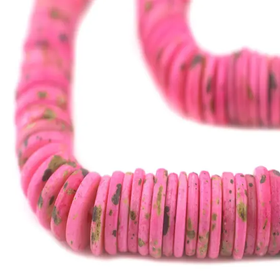 The Bead Chest 12mm Tourmaline Pink Bone Button Beads: Nepal Flat Round Disk Heishi Beads for DIY Necklace Jewelry Making {1}