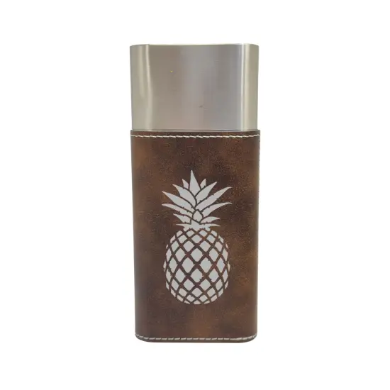 Cigar Case with Cutter - Pineapple - Leather Black/Silver {4}