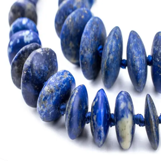 The Bead Chest Afghan Lapis Lazuli Saucer Beads 15mm Afghanistan Blue Gemstone Large Hole 18 Inch Strand {1}