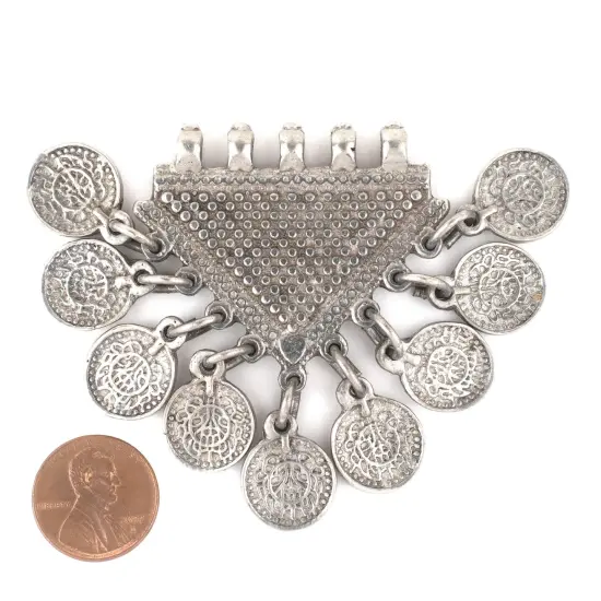 The Bead Chest Silver Tribal Coin Dangle Pendant {2}