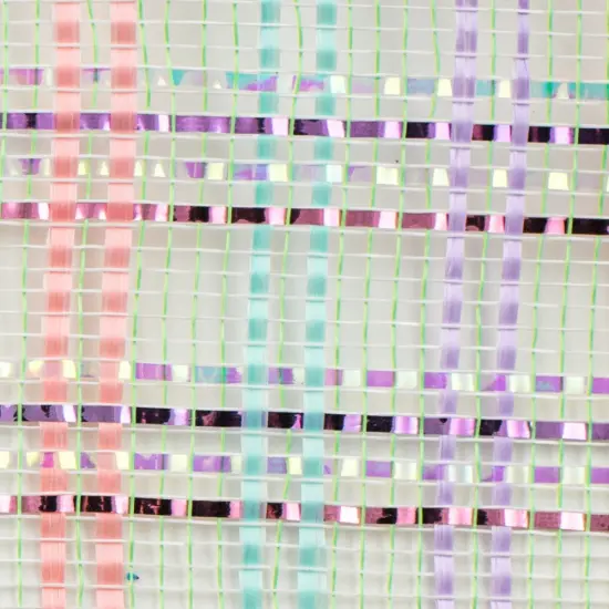 10" Vertical Foil Plaid Mesh Ribbon: Lime/Pink/Blue/Lavender {3}