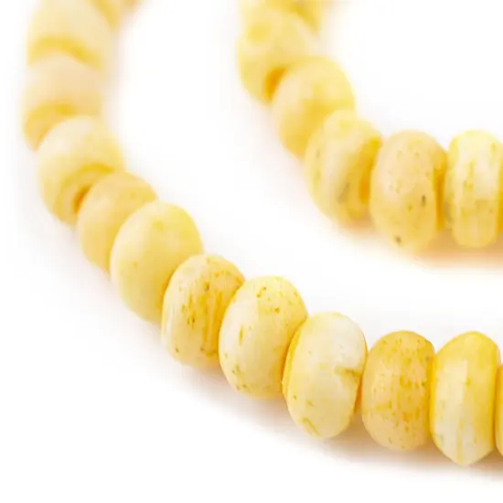 The Bead Chest Yellow Rustic Bone Mala Beads (10mm) {1}