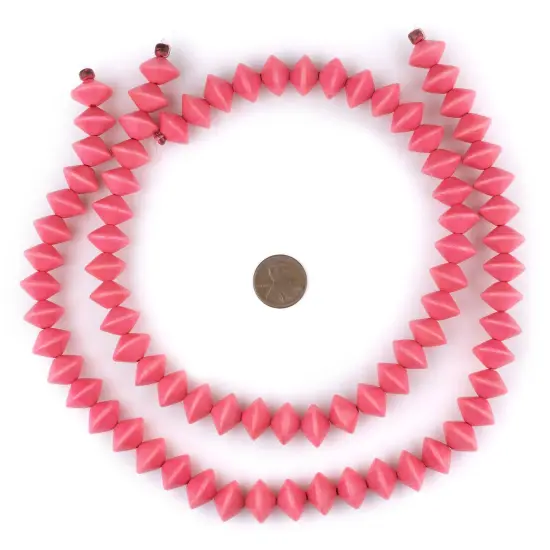 The Bead Chest Neon Pink Bicone Natural Wood Beads (10x15mm): Organic Eco-Friendly Wooden Bead Strand for DIY Jewelry, Crafts, Necklace and Bracelet Making {2}