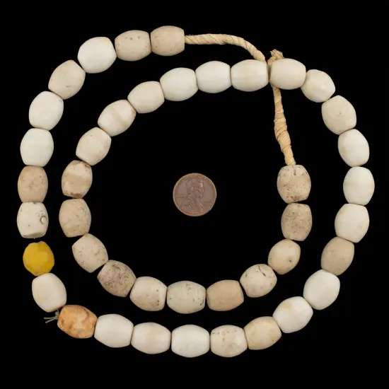 The Bead Chest Bohemian Colodonte Beads White 14mm Czechoslovakia Oval Glass 30 Inch Strand {2}