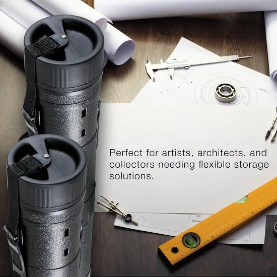 Large Telescoping Drafting Tube (Pack of 2) - 5-1/2" Outside/5" Inside Diameter, Expands 31-5/8" to 53-3/4", Durable Protection with Shoulder Strap - Ideal for Posters, Blueprints, Art {6}