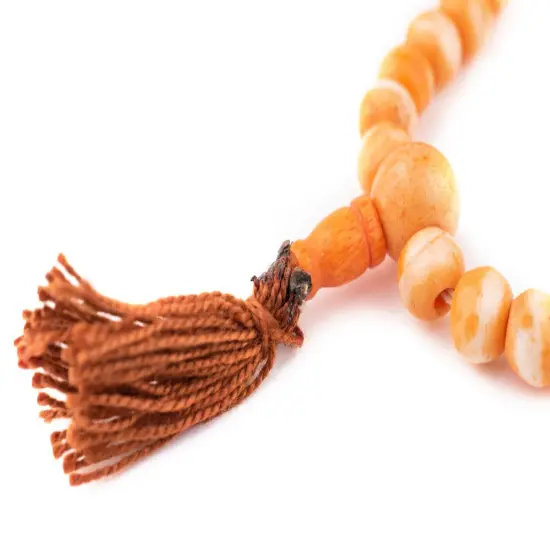 The Bead Chest Orange Rustic Bone Mala Beads (8mm) {4}