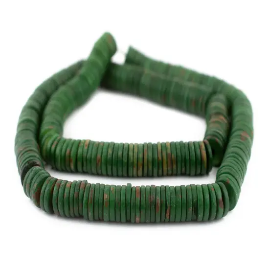 The Bead Chest 12mm Emerald Green Bone Button Beads: Nepal Flat Round Disk Heishi Beads for DIY Necklace Jewelry Making {3}