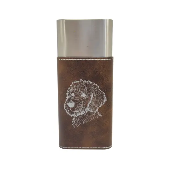 Cigar Case with Cutter - Golden Doodle - Leather Rustic/Silver {1}