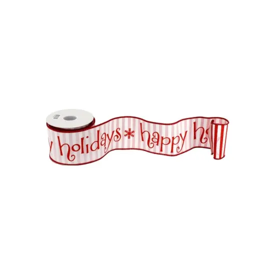 4" Happy Holidays Ribbon: Red/White (10 Yards) {1}