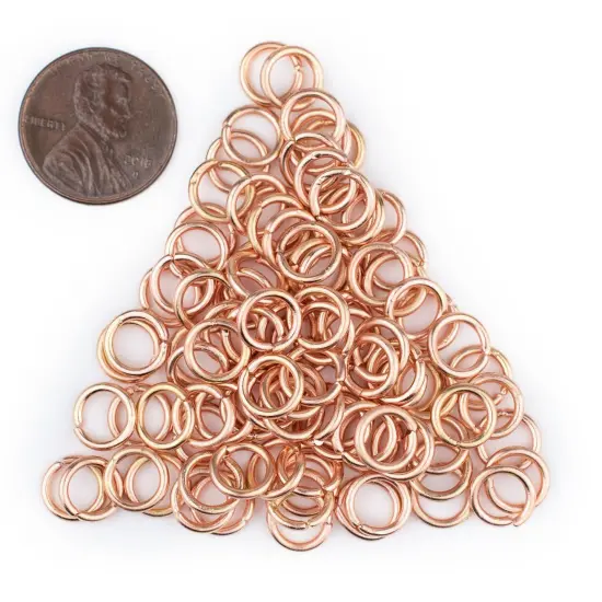 The Bead Chest Copper 8mm Round Open Jump Rings, Pack of 100 {2}