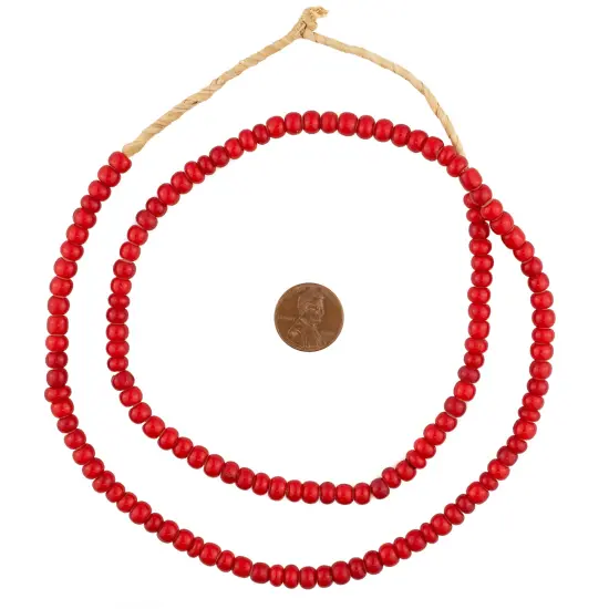 The Bead Chest White Heart Beads - Full Strand of Glass African Trade Beads (6mm, Red) {2}