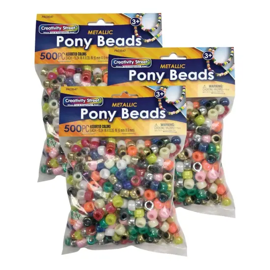 Dixon Metallic 6mm Pony Beads - 1,500 Pieces {6}