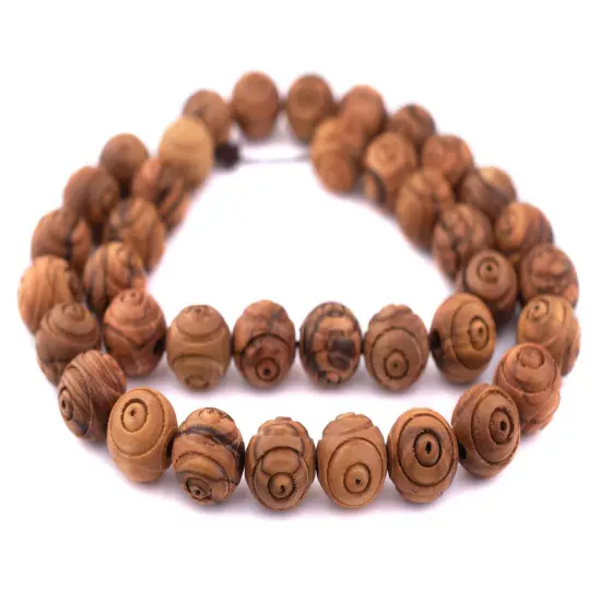 The Bead Chest Carved Olive Wood Beads from Bethlehem (16mm) {3}