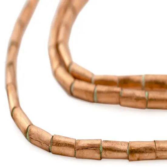 The Bead Chest Copper Tube Ethiopian Beads (7x3mm): Full Strand of African Metal Spacers for DIY Jewelry Making {1}