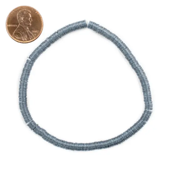 The Bead Chest Boho Stretch Bracelet, Dark Grey - Stackable African Vinyl Heishi, Unisex for Men & Women {2}