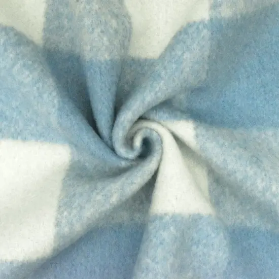 Sky Blue-White Famous Designer Check Brushed Face Poly Twill Woven Fabric By the Yard {2}